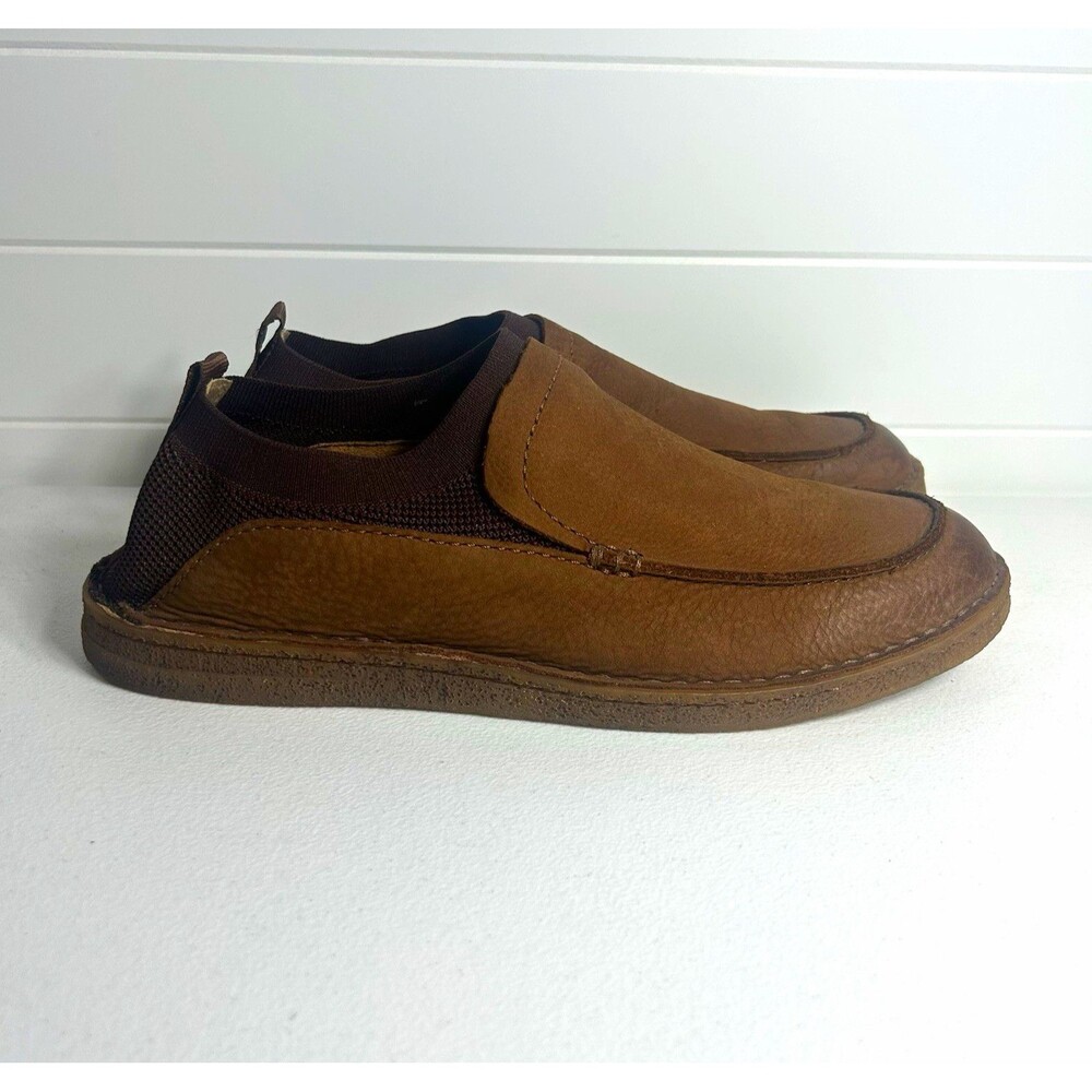 Born Men's Samuel Loafers Size 9 Brown Leather Slip On Solid Round Toe Logo